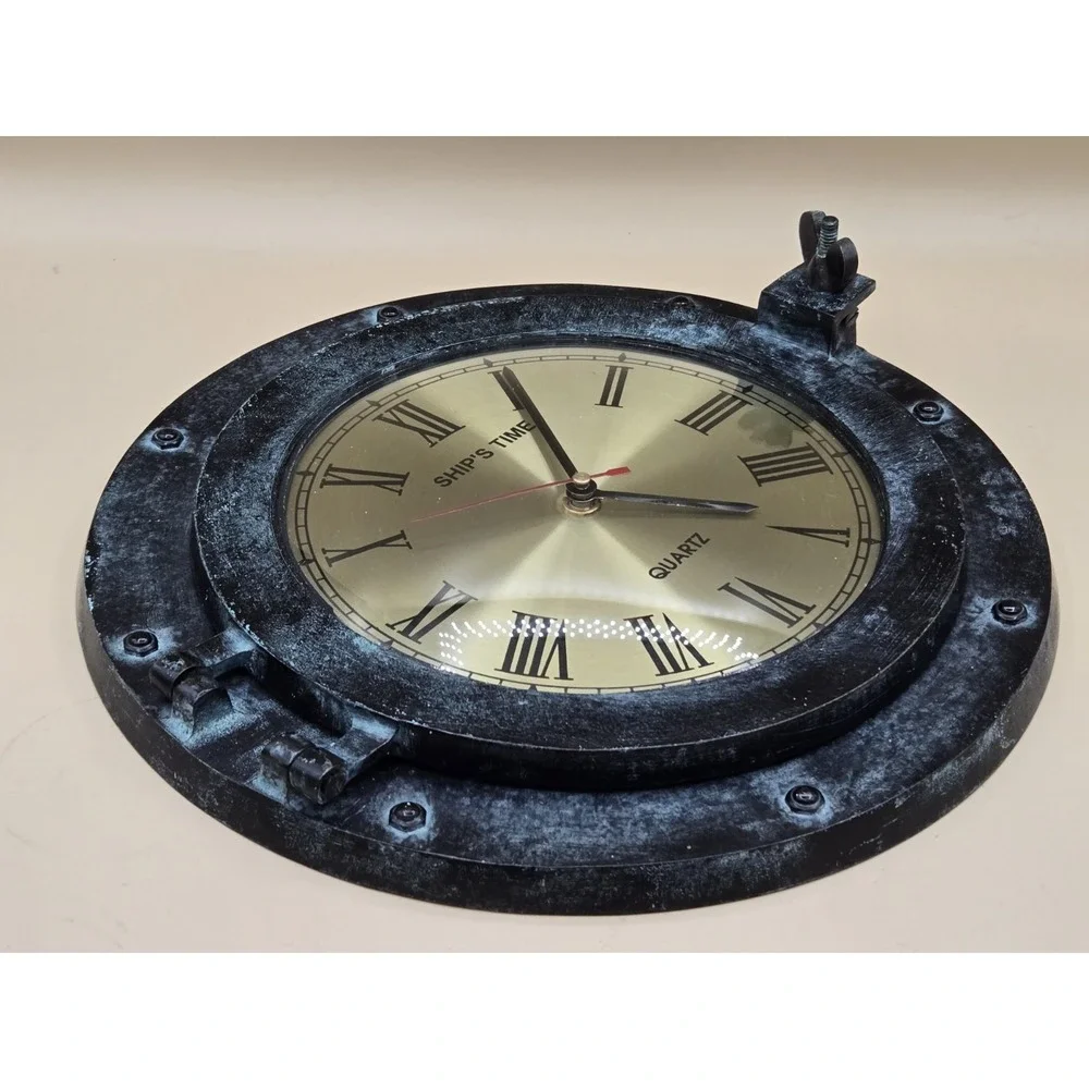 Prestige Ship's‎ Time Clock Vintage Porthole Brass Quartz Tested Working